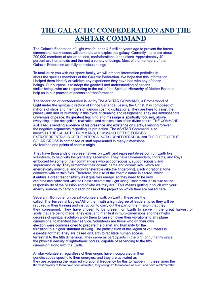 Ashtar Command: Galactic Federation Overview | PDF | Earth | Milky Way