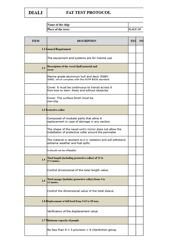 Marine Vessel FAT Test Protocol | PDF | Marine Propulsion | Radar