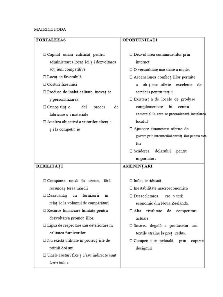 Matrice SWOT | PDF