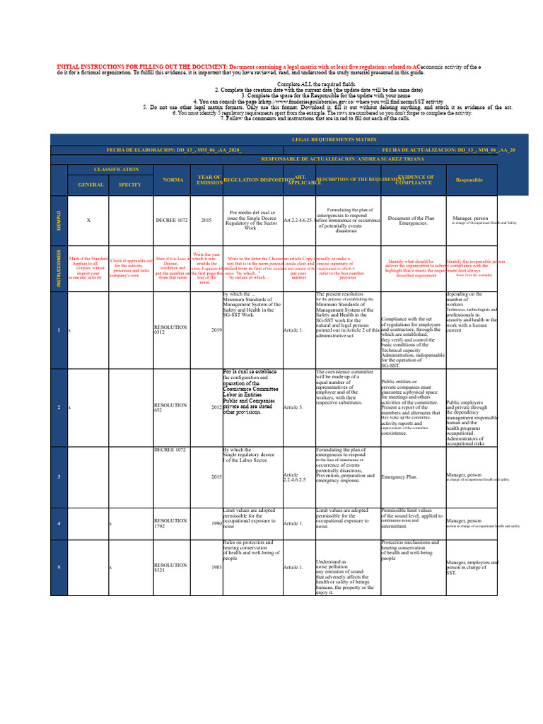 Legal Compliance Matrix for Economic Activity | PDF | Occupational ...