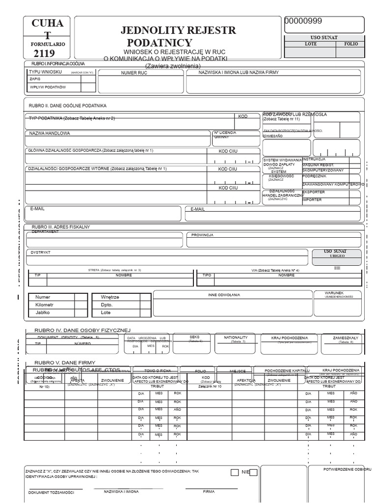 Formularz 2119 | PDF