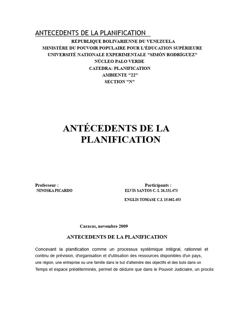 Antécédents de la Planification Stratégique | PDF | Planification ...