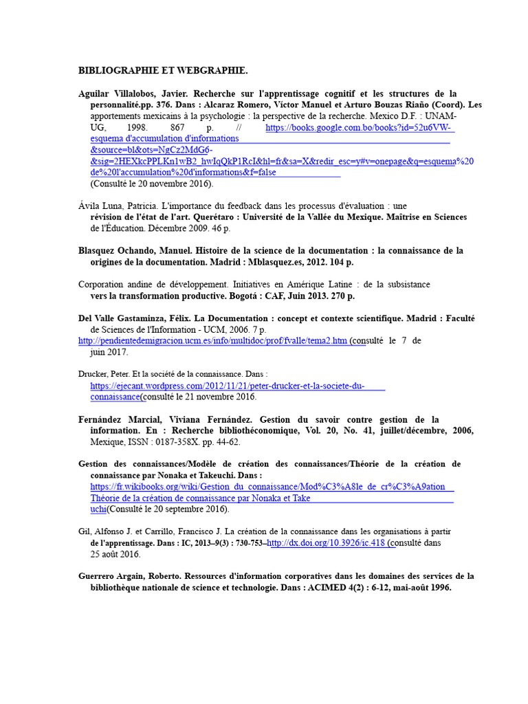 Bibliographie et webographie en psychologie | PDF | Enseignement des ...
