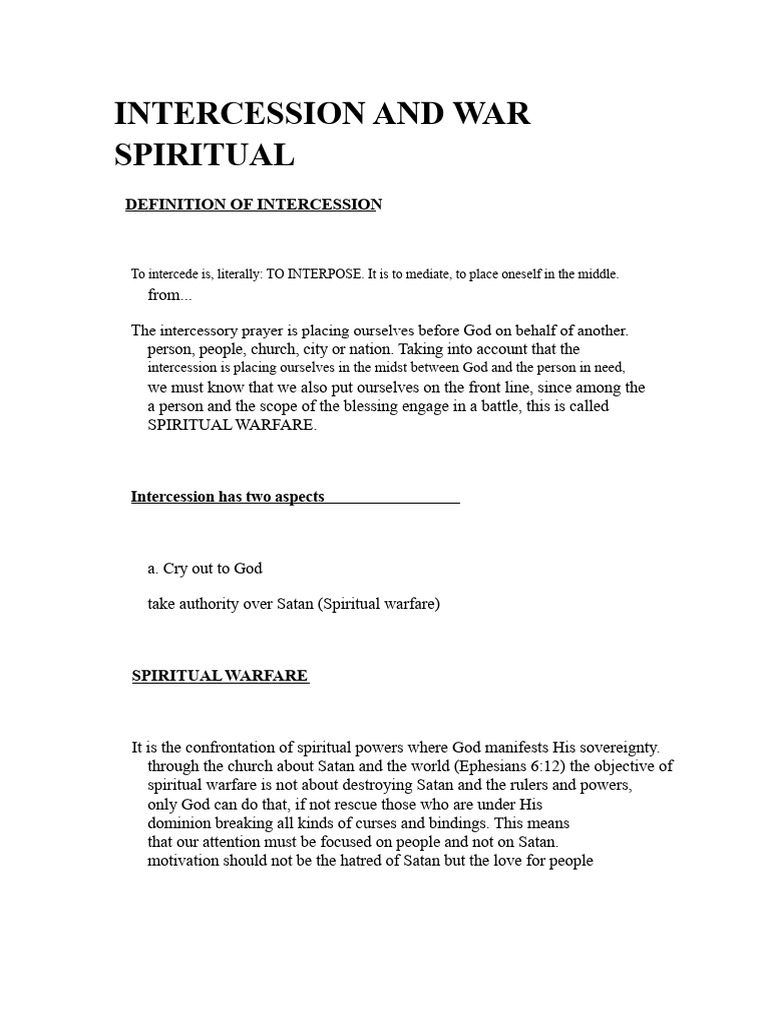 Understanding Intercession in Warfare | PDF | Intercession | Prayer
