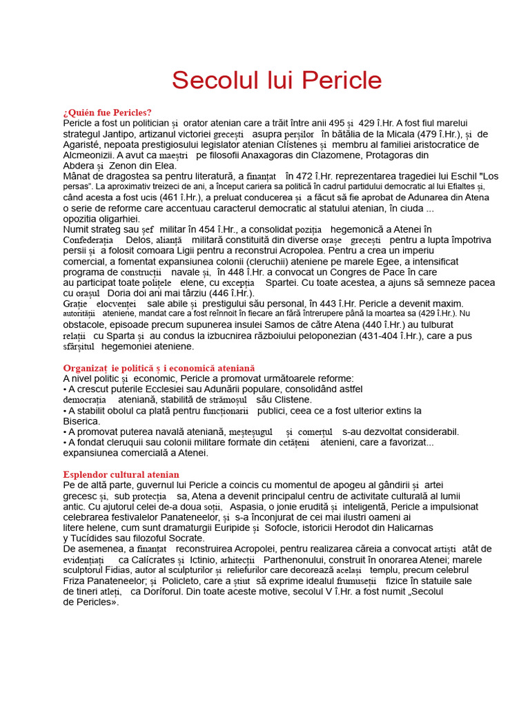 Secolul Lui Pericle | PDF