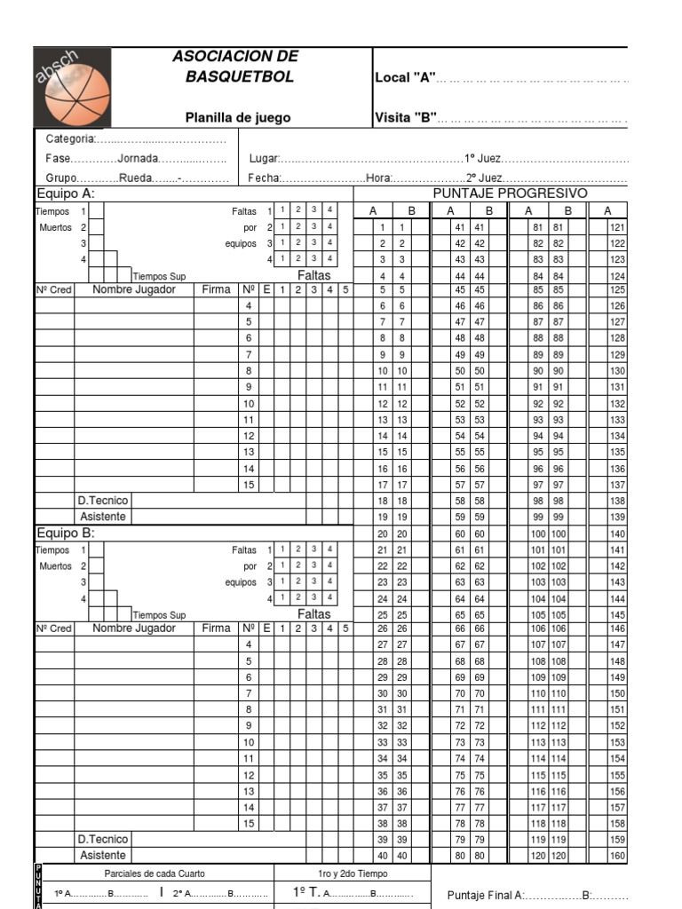 Planilla Basquetbol | PDF