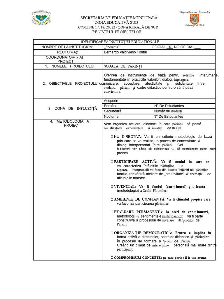 Proiect Școala Părinților 2021 Format | PDF