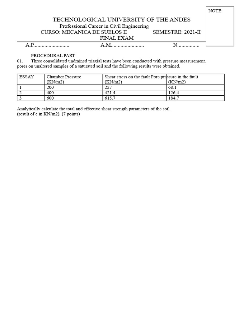 Civil Engineering Soil Mechanics Exam | PDF | Applied And ...