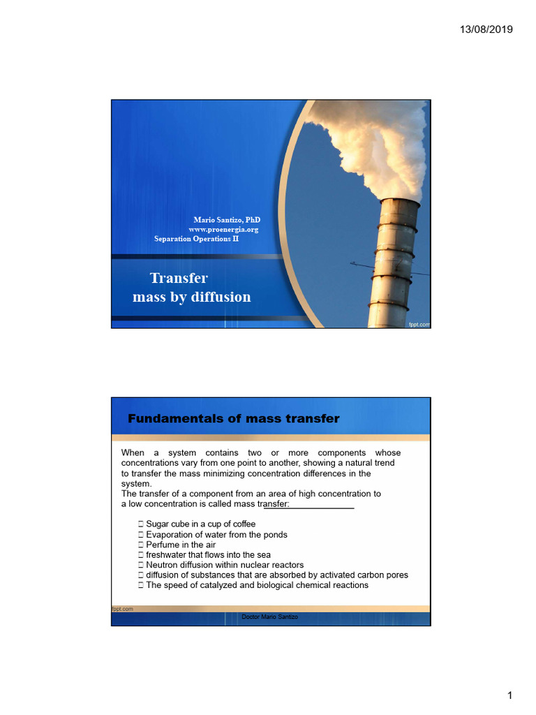 Mass Transfer by Diffusion | PDF | Diffusion | Gases