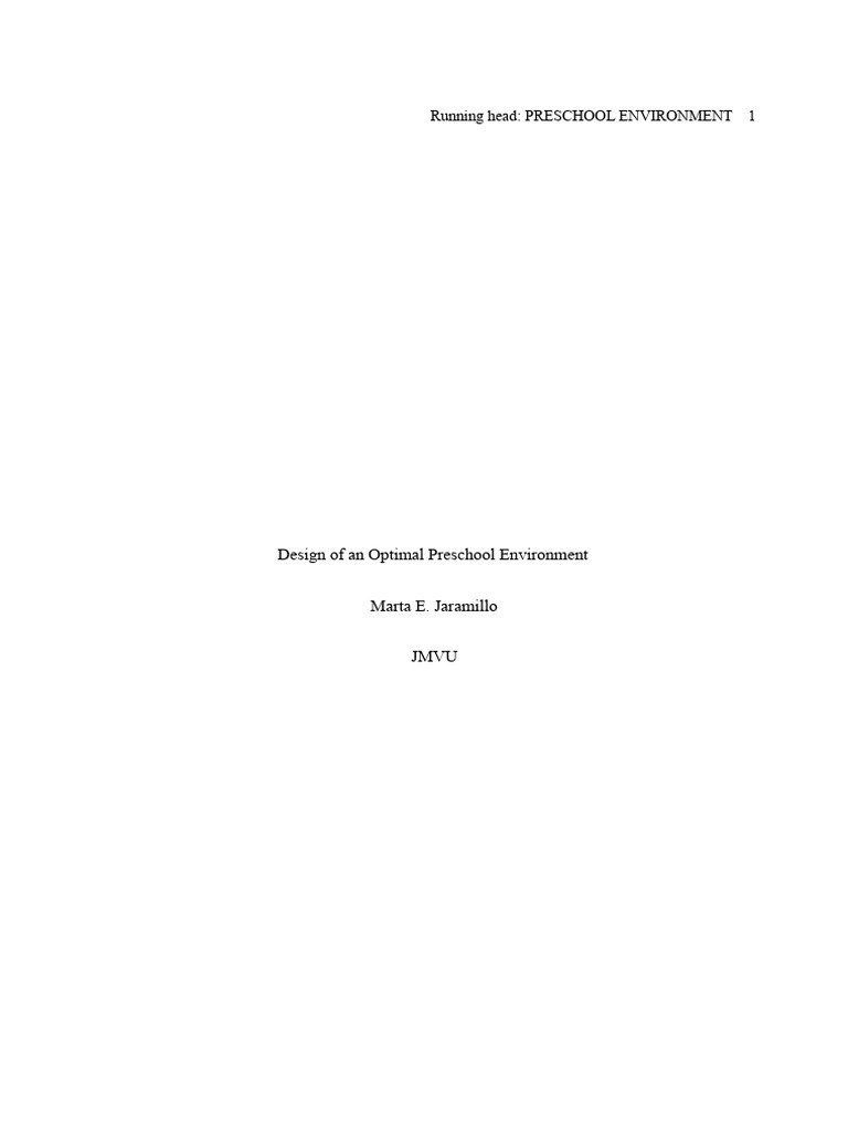 Optimal Preschool Environment Design | PDF | Learning | Psychology