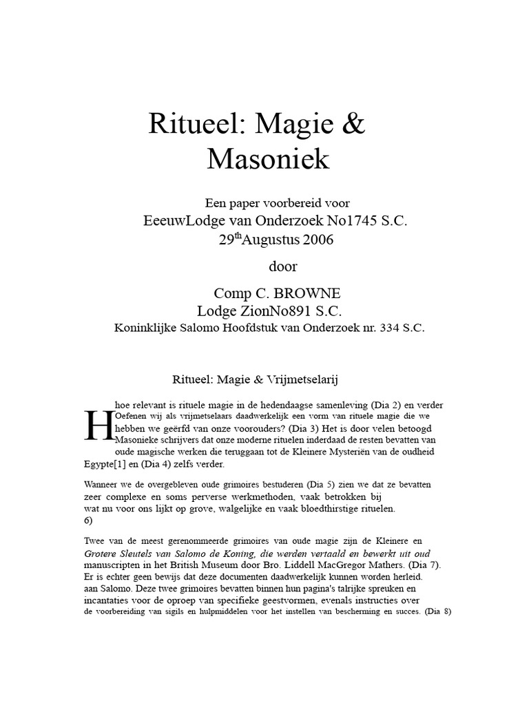 Rituele Magie en Vrijmetselarij | PDF