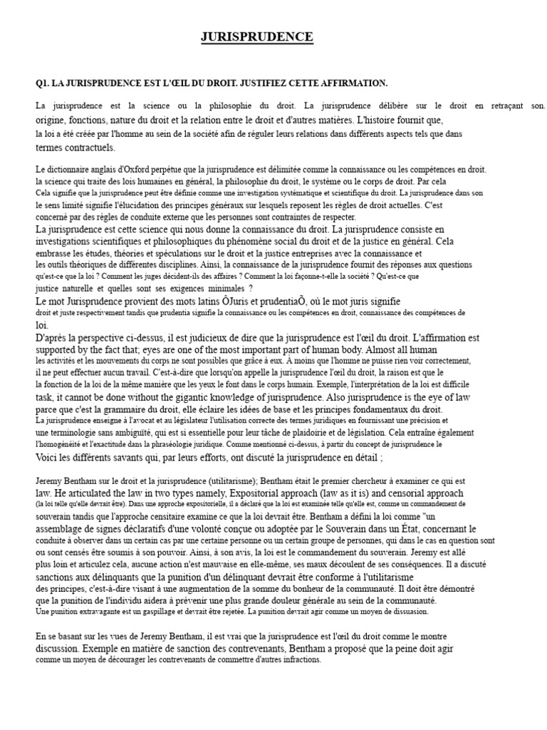 La Jurisprudence : L'Œil du Droit | PDF | Loi | Justice