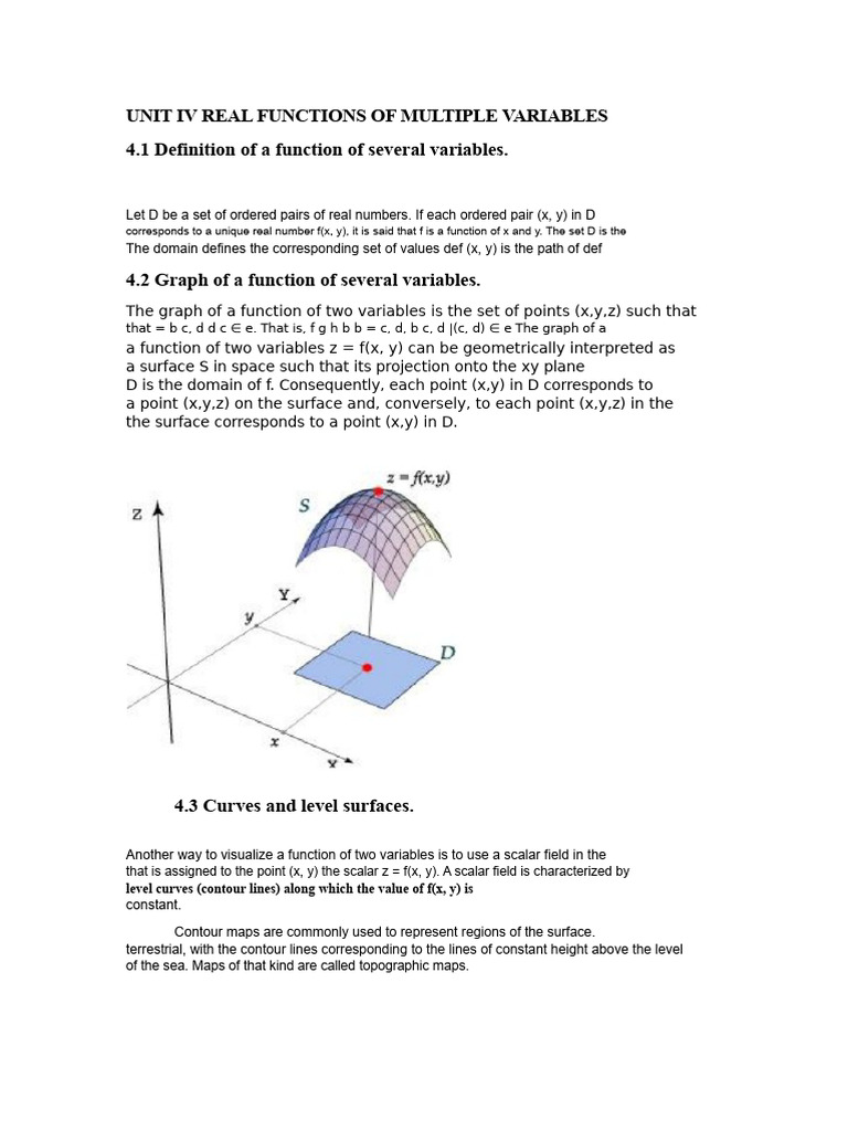Unit IV Real Functions of Several Variables | PDF | Derivative ...