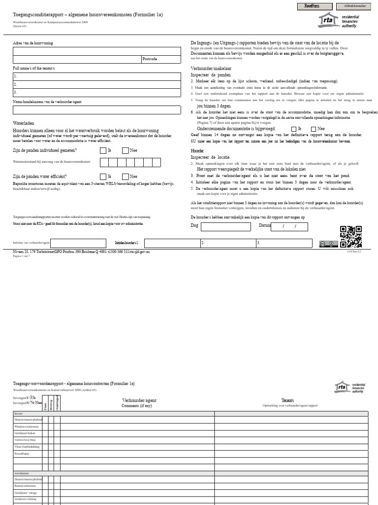 RTA Toegangsconditie Rapportformulier | PDF