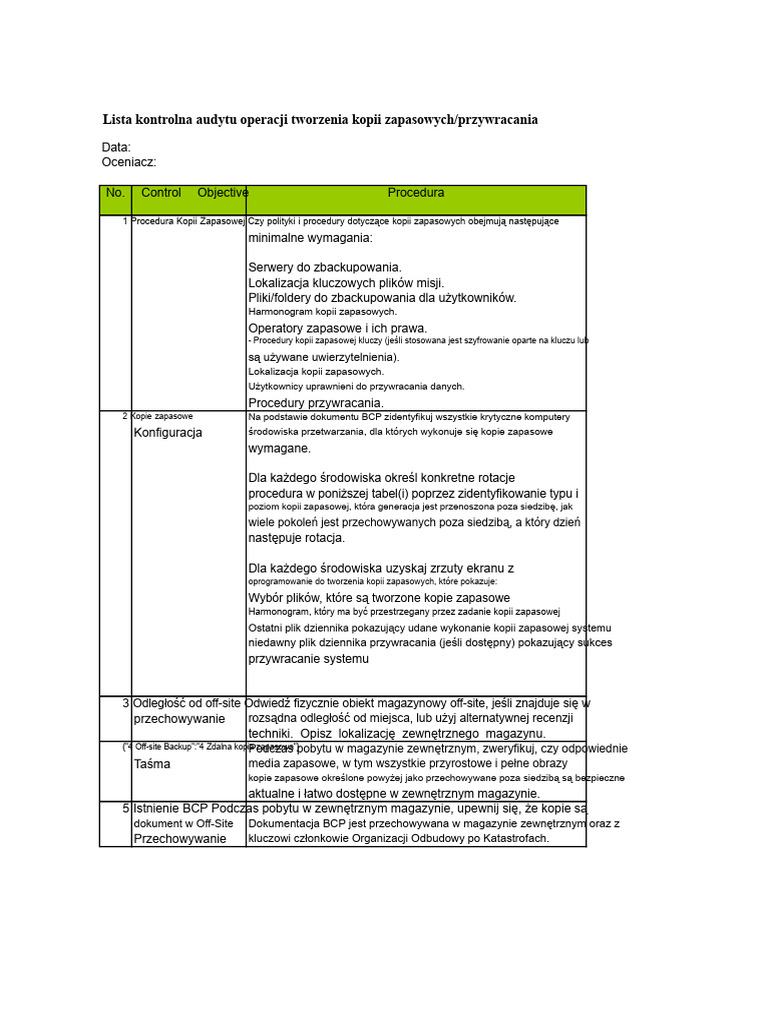Backupchecklist | PDF