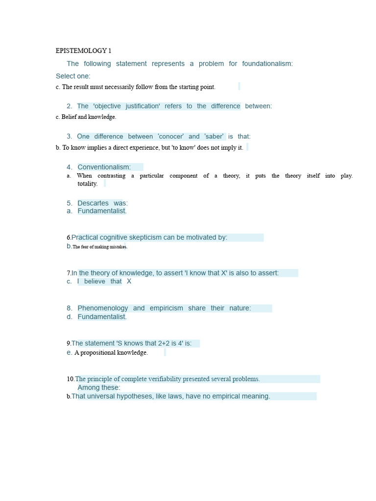 Key Concepts in Epistemology Explained | PDF