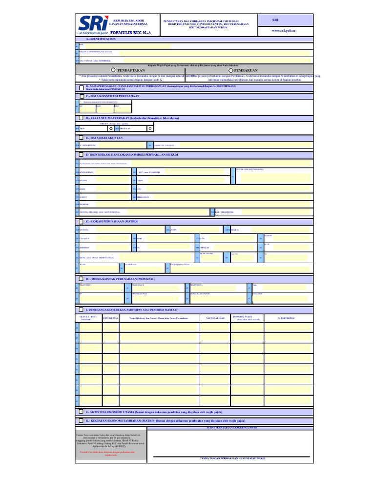 Formulir RUC 01-A | PDF