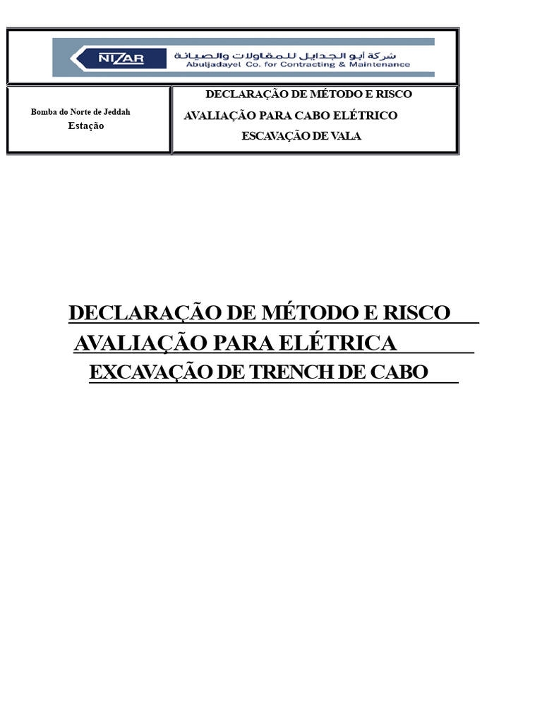 Método e Risco na Escavação de Cabos | PDF