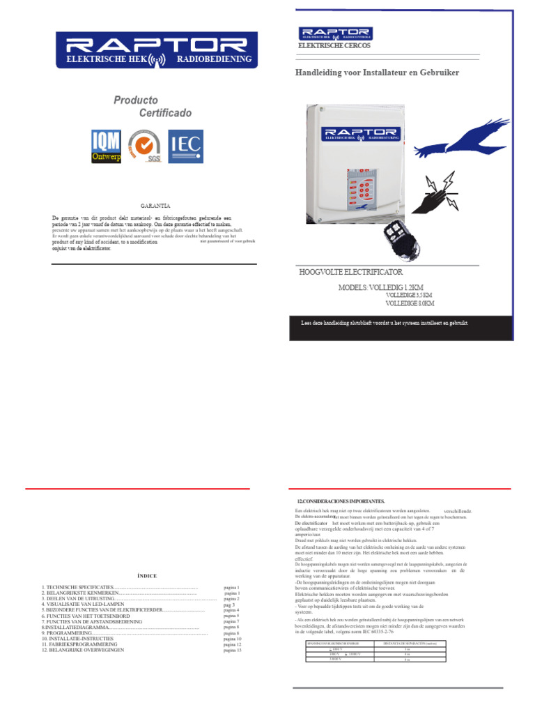 Raptor Elektrificator Handleiding | PDF