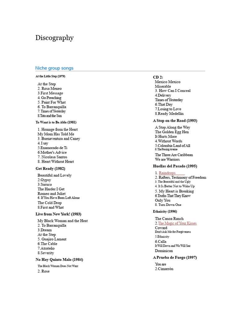Niche Songs Discography Overview | PDF | Popular Music | Spanish ...