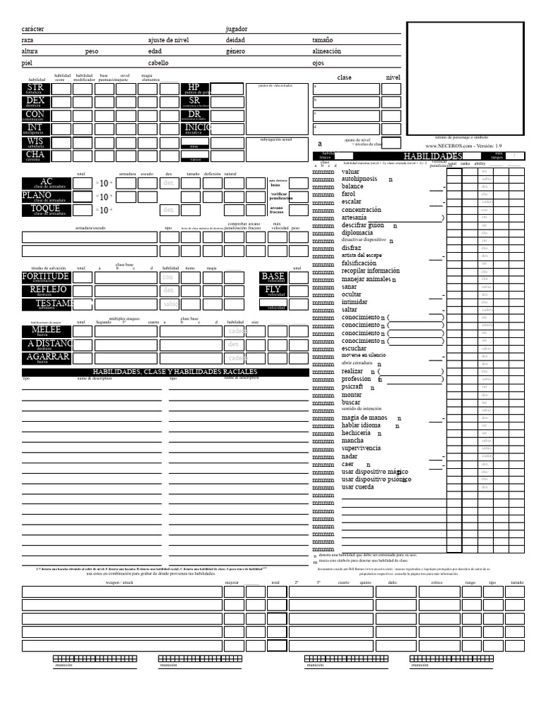 NEC DND 3.5 HojaDePersonajeUltima PDF PDF Juegos de rol