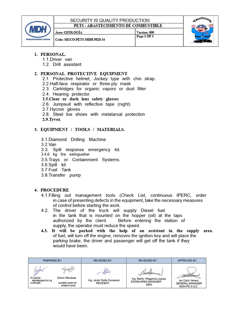 Fuel Supply Safety Procedures Guide | PDF | Personal Protective Equipment