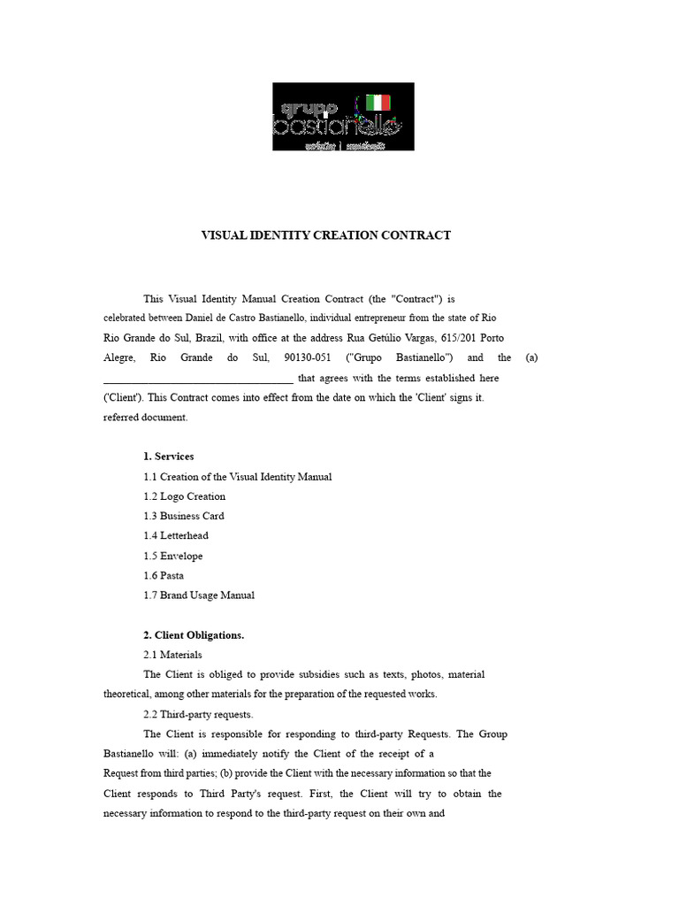 Visual Identity Creation Contract | PDF | Damages | Breach Of Contract