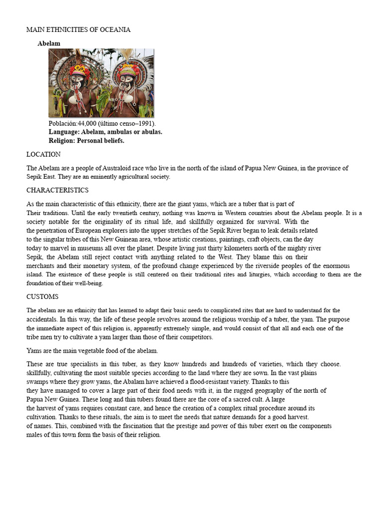 Ethnicities of Oceania: Abelam, Arapesh, Aboriginal | PDF | Oceania ...