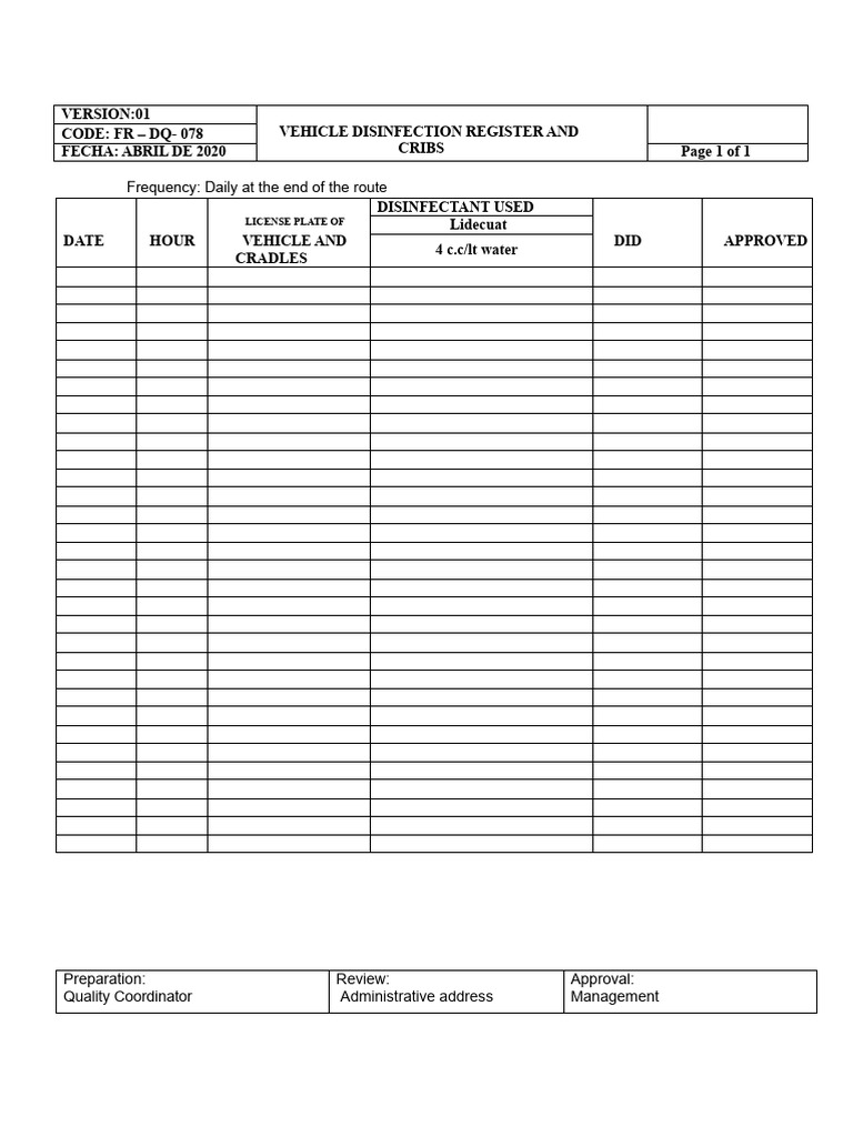 Disinfection Record Baskets | PDF