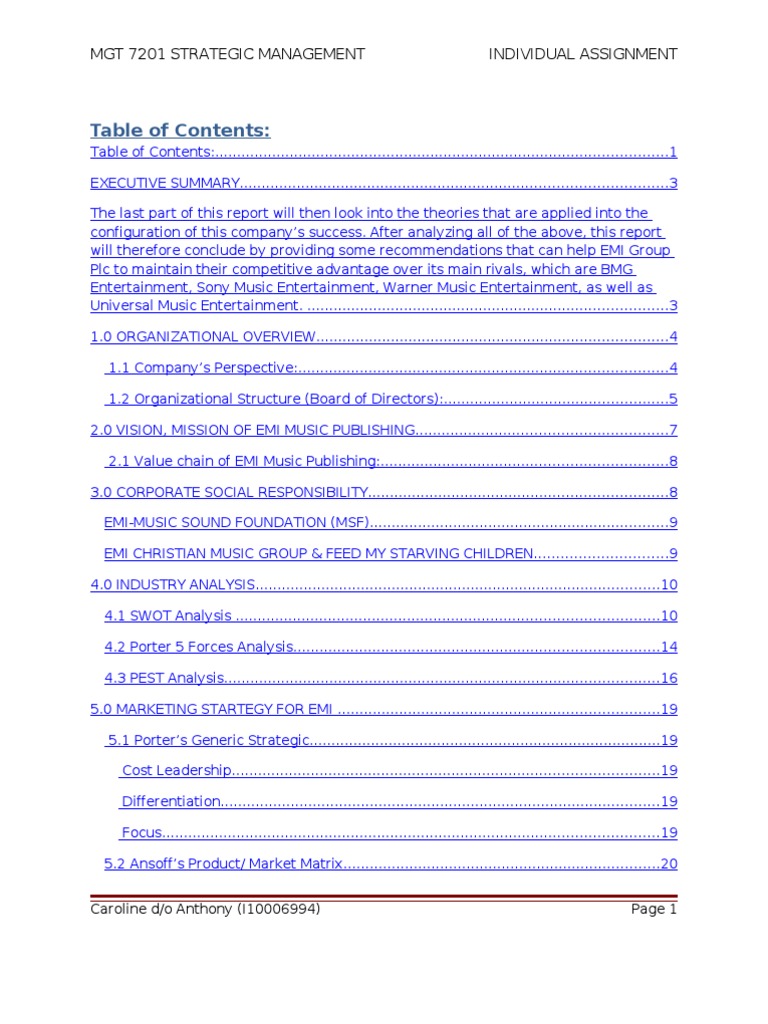 EMI Report | PDF | Strategic Management | Quality Management