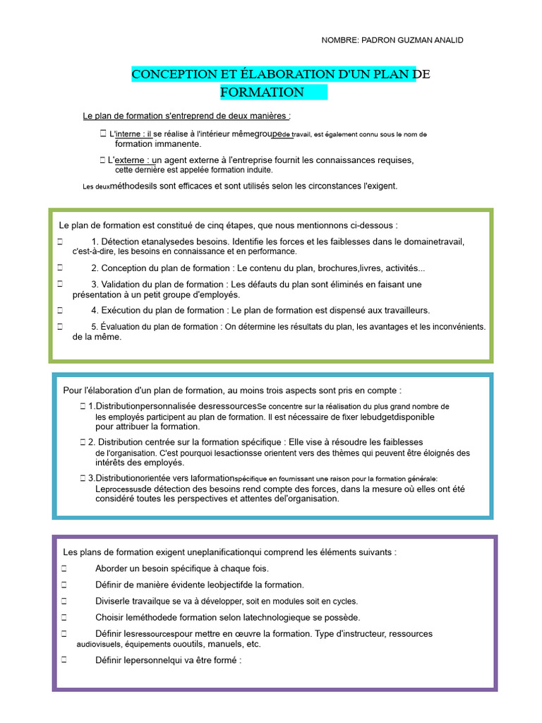 Élaboration d'un Plan de Formation Efficace | PDF | Planification