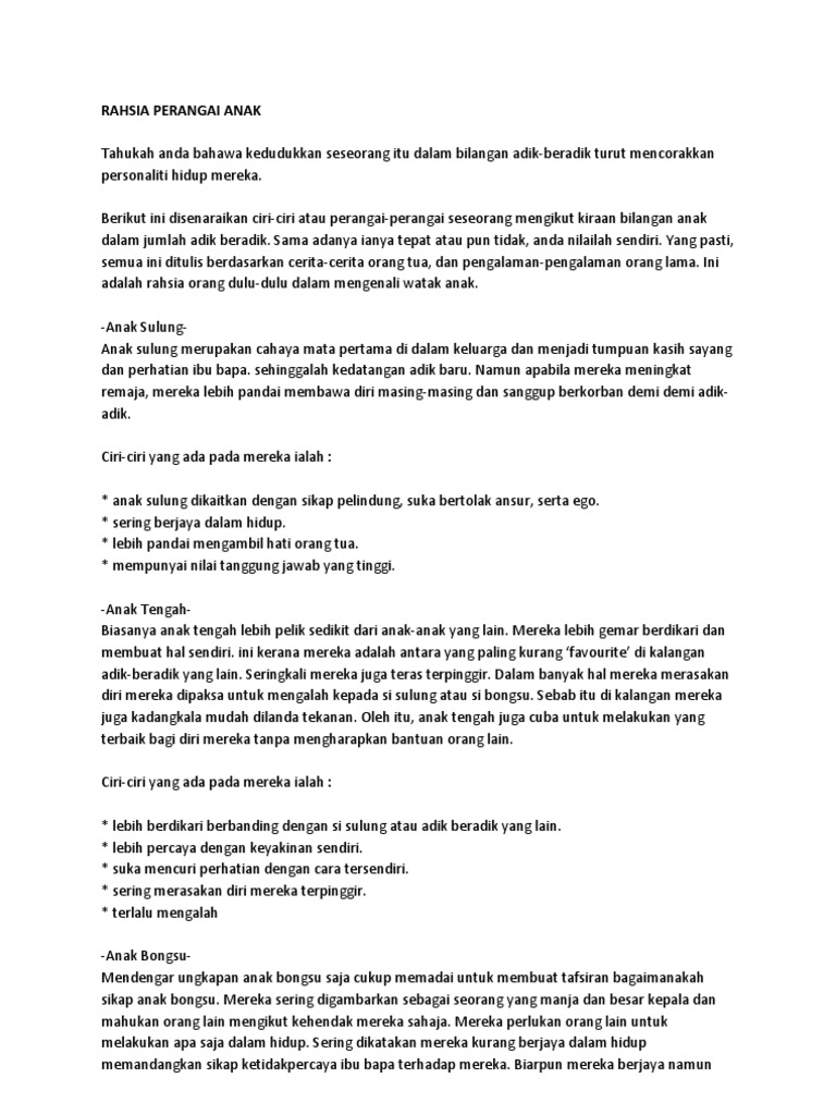 Rahsia Perangai Anak Pdf