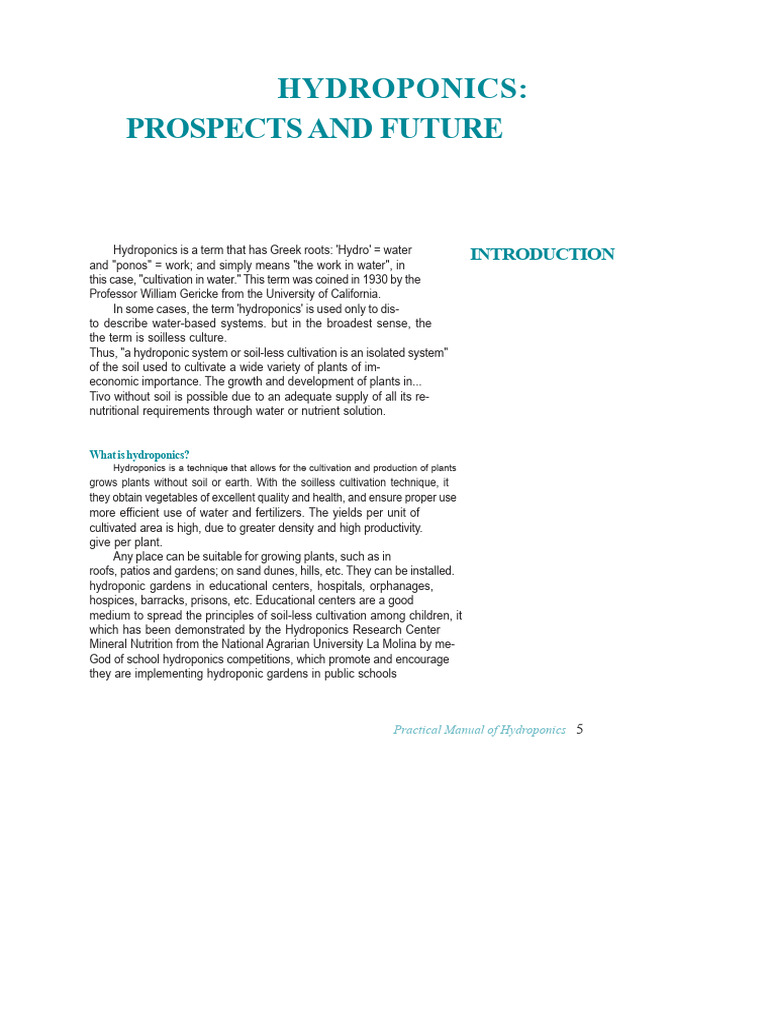 Future Prospects of Hydroponics | PDF | Hydroponics | Agriculture