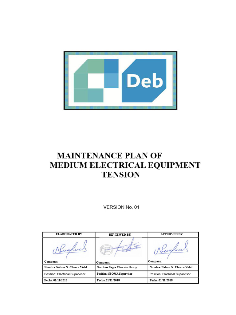 Electrical Maintenance Plan Hotel | PDF | Switch | Transformer