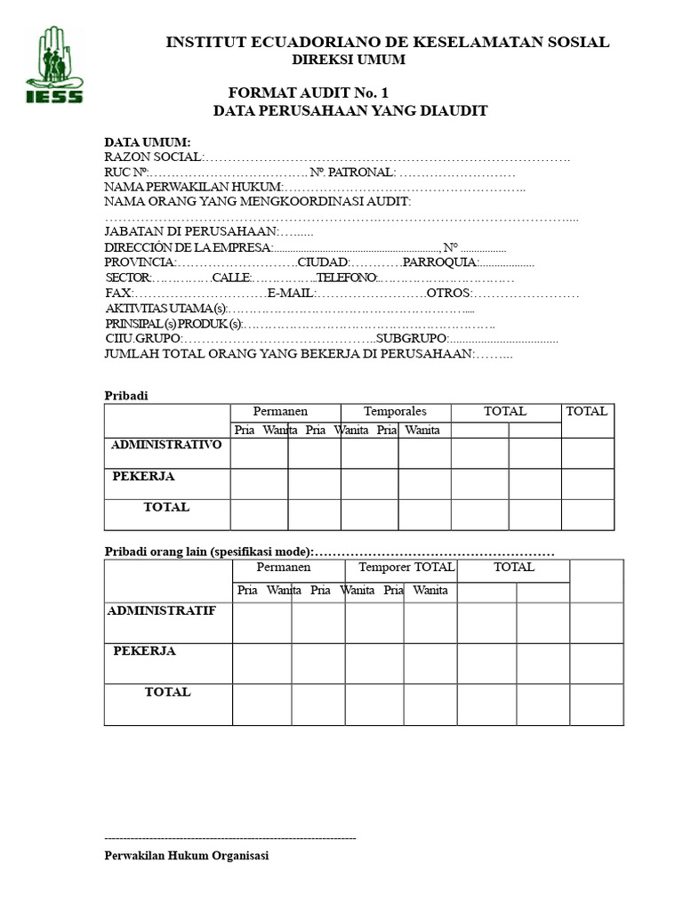 Format Audit No. 1 - Data Perusahaan Yang Diaudit | PDF