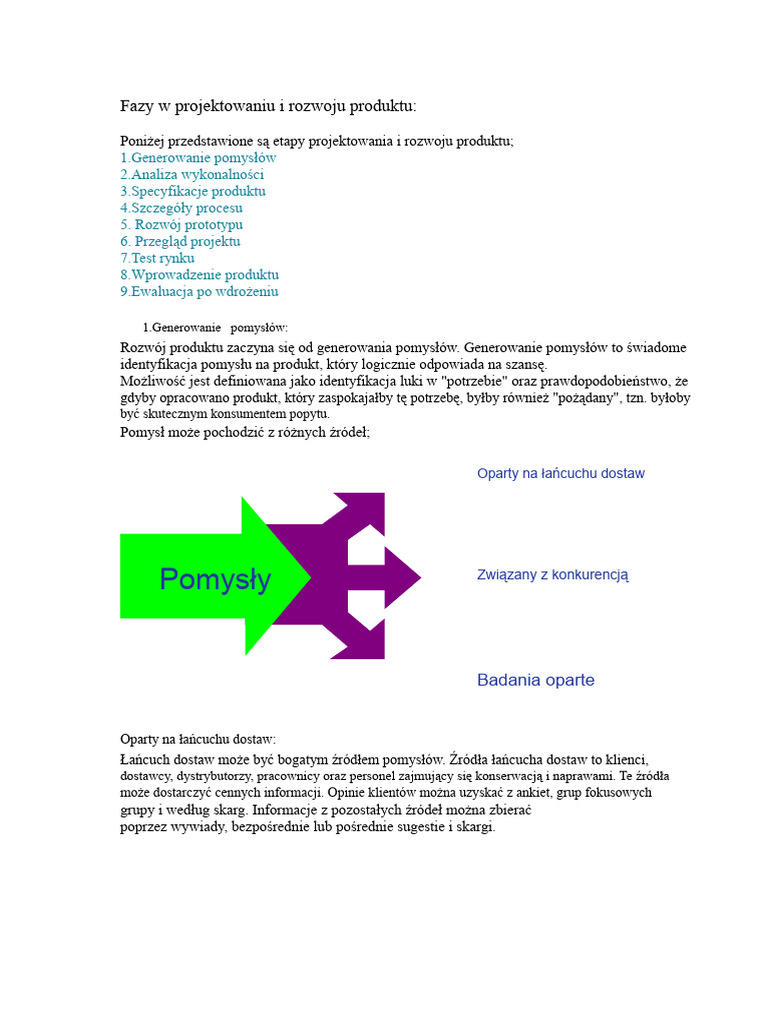 Fazy W Projektowaniu I Rozwoju Produktu | PDF