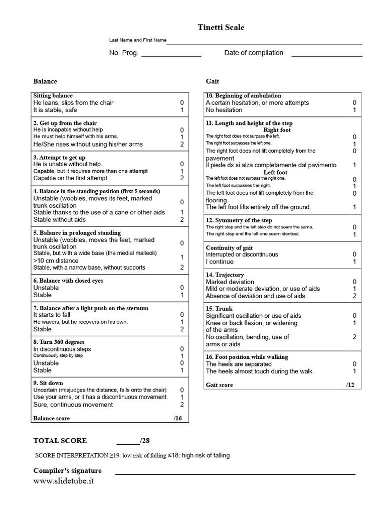 Tinetti Balance and Gait Assessment | PDF | Foot | Musculoskeletal System