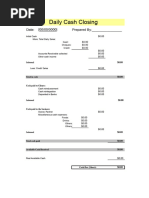 Daily Cash Out Closing Sheet Template | PDF