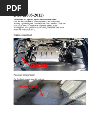 2006 cadillac dts cigarette lighter fuse SOLVED: 2000-2005 CadillacDeville lighters not working - DeVille 2006-2011 Cadillac DTS Fuse Box