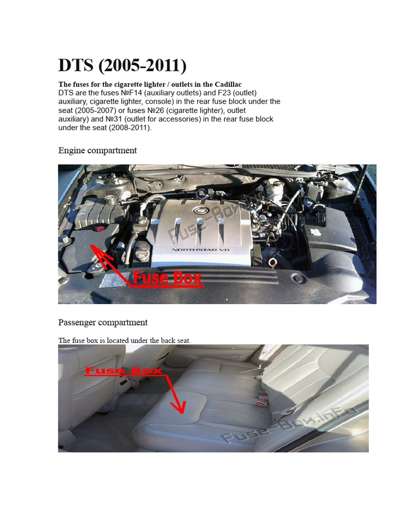 2006 cadillac dts cigarette lighter fuse location repair Escalade Yukon Chevrolet Tahoe Suburban Silverado Denali 2006 Cadillac DTS Fuse Diagram