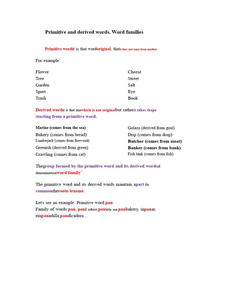 Primitive and Derived Words | PDF