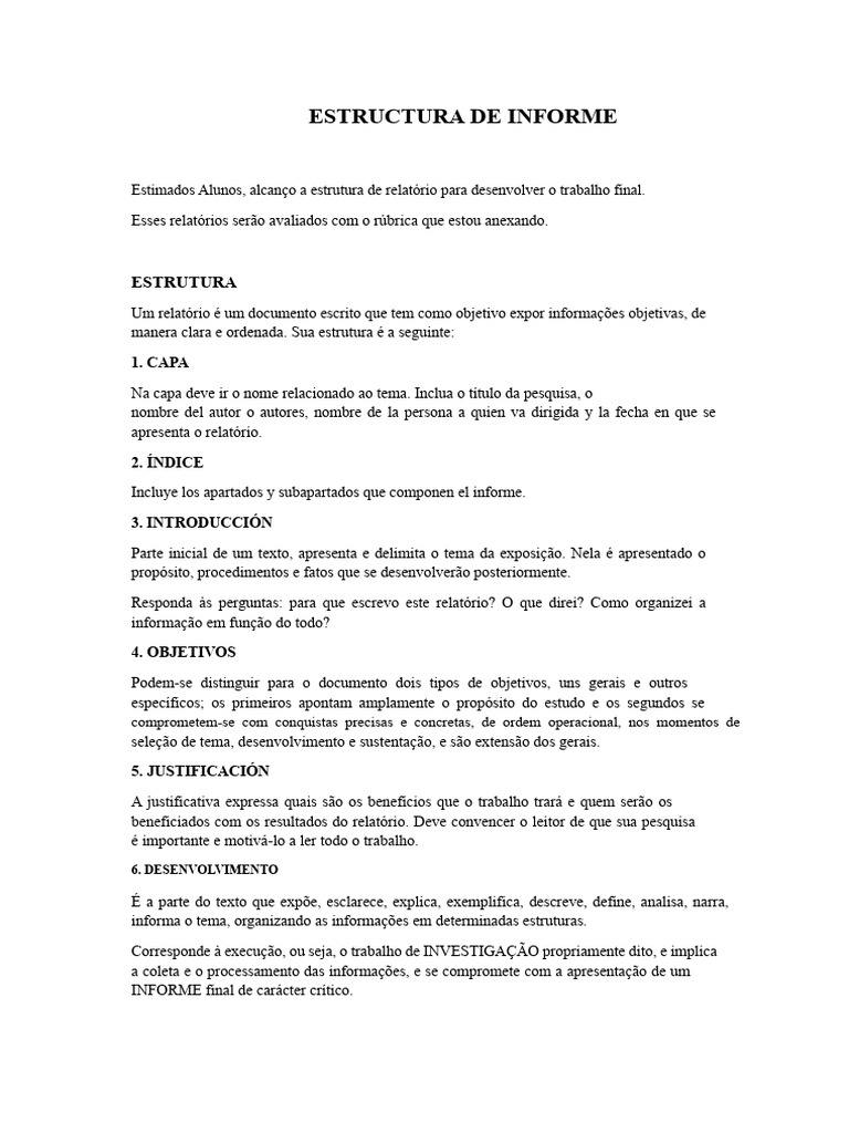 Estrutura de um Relatório | PDF