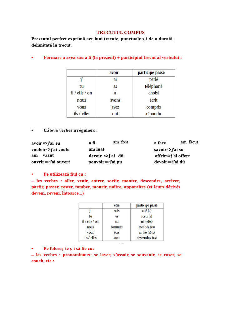 Trecutul Compus | PDF