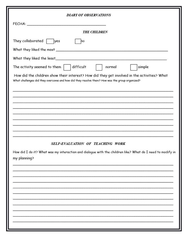 Children's Activity Observation Diary | PDF