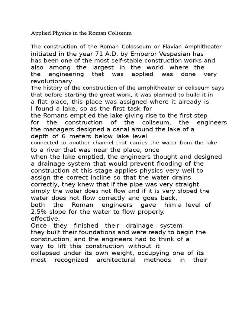 Physics Behind Roman Colosseum Design | PDF | Column | Architectural Design