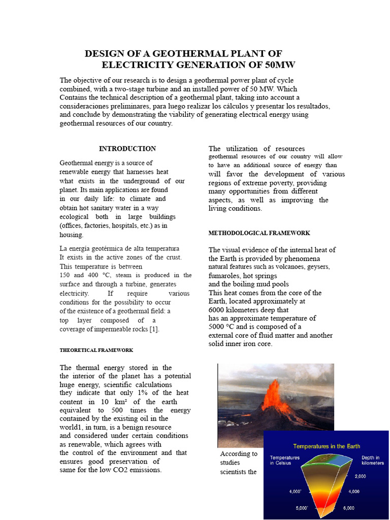 50MW Geothermal Power Plant Design | PDF | Enthalpy | Geothermal Energy