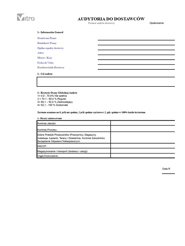 3a Format Audytu Dostawców 3a Man I Proc | PDF