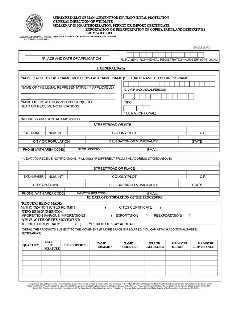 Wildlife Import/Export Permit Application | PDF | Cites | Identity Document