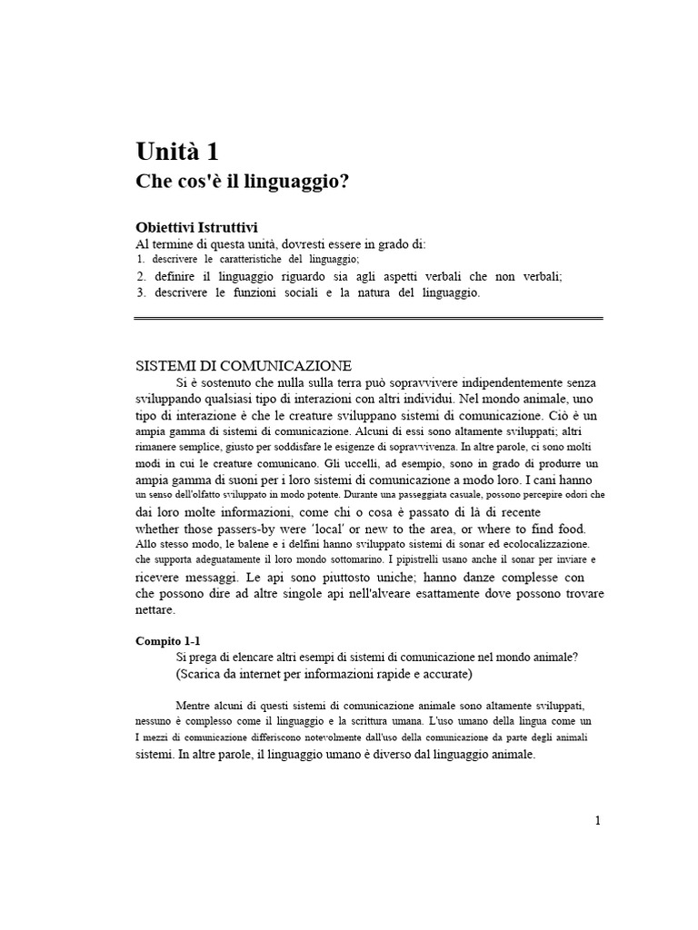 1 Che Cos'è La Lingua | PDF