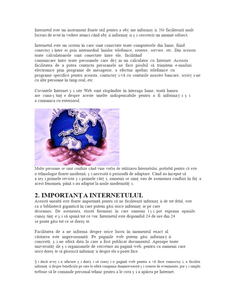 Importanța Internetului | PDF